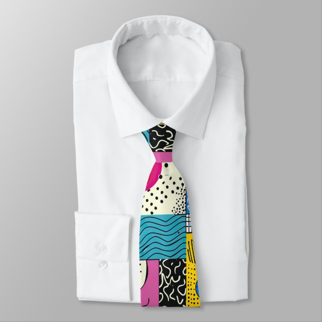 Retro 80s Custom Tie – Elegant Fashion (Tied)