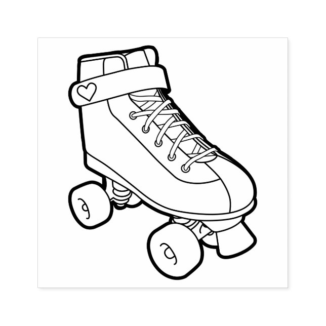 Retro 80s Cute Cartoon Roller Skate Rubber Stamp (Imprint)