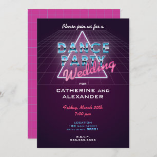 Retro 80's Dance Party Wedding Invitation