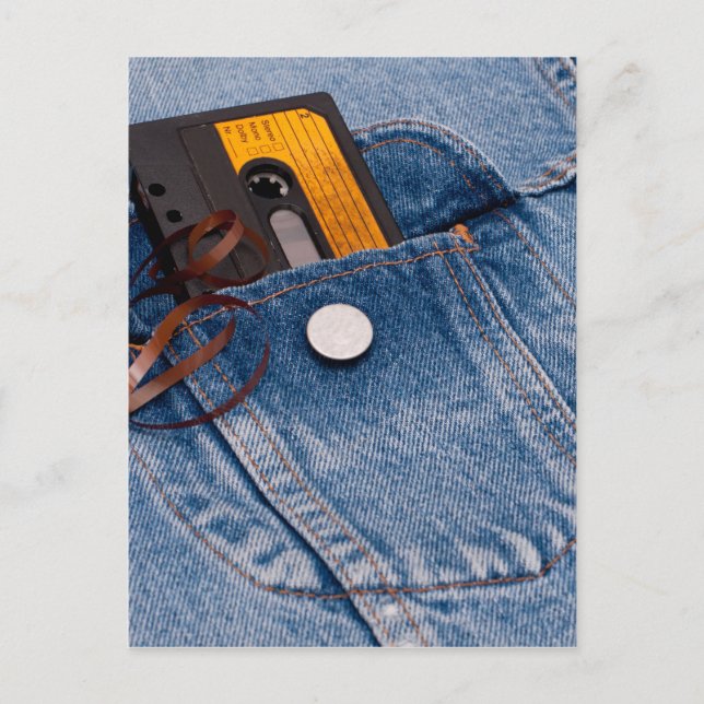 Retro 80's Design - Audio Cassette Tape Postcard (Front)