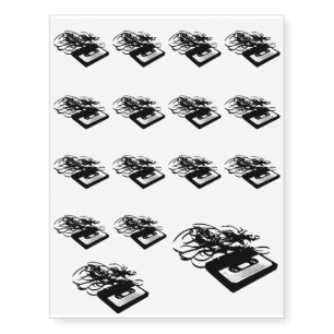 Retro 80's Design - Audio Cassette Tape Temporary Tattoos