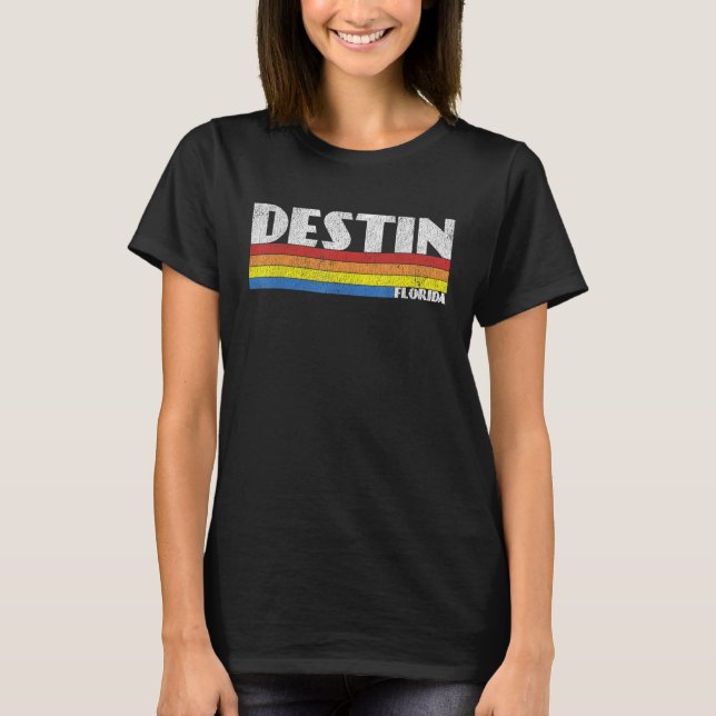Retro 80s Destin Florida FL Souvenir T-Shirt (Front)