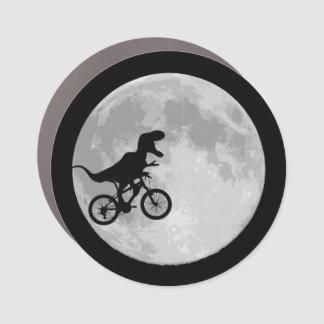 Retro 80s Dinosaur bike and Moon Car Magnet