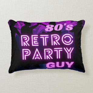Retro 80s Disco Dance Party Neon Purple Funky Accent Pillow