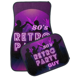 Retro 80s Disco Dance Party Neon Purple Funky Car Floor Mat