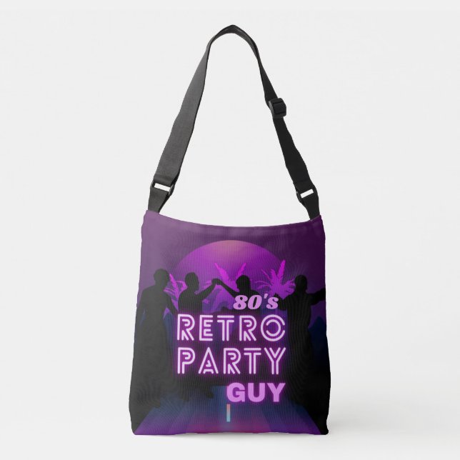 Retro 80s Disco Dance Party Neon Purple Funky Crossbody Bag (Front)