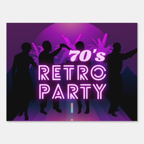 Retro 80s Disco Dance Party Neon Purple Funky Sign