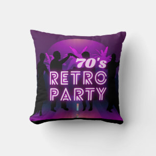 Retro 80s Disco Dance Party Neon Purple Funky Throw Pillow