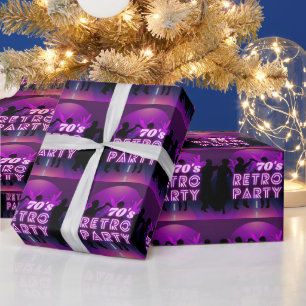 Retro 80s Disco Dance Party Neon Purple Funky Wrapping Paper