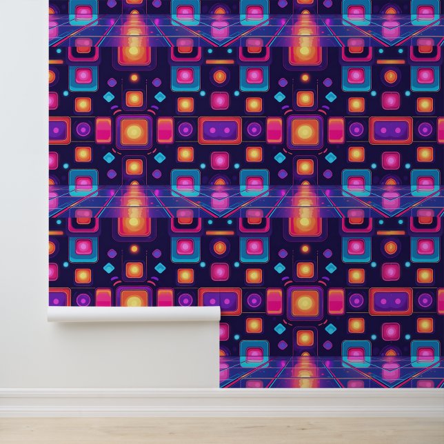 Retro 80s Disco Fever | Peel and Stick Wall Mural Wallpaper (Application)
