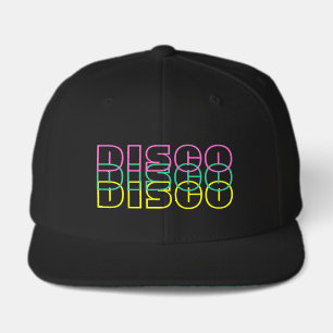 Retro 80s disco hat with neon text
