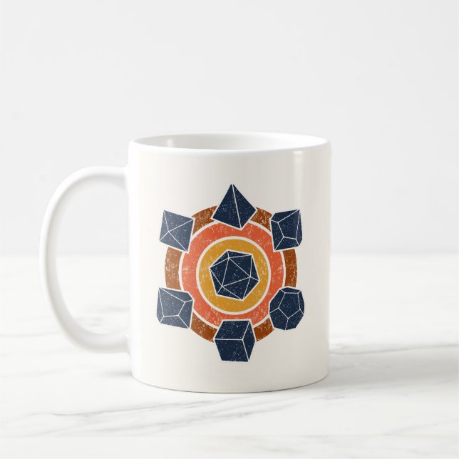 Retro 80s Distressed RPG Dice Coffee Mug (Left)