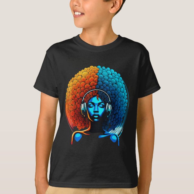 Retro 80s Funk Afro Girl Disco Soul African Americ T-Shirt (Front)