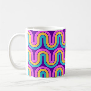 Retro 80s Geometric Gradient Wave Design Coffee Mug