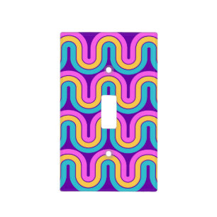 Retro 80s Geometric Gradient Wave Design Light Switch Cover