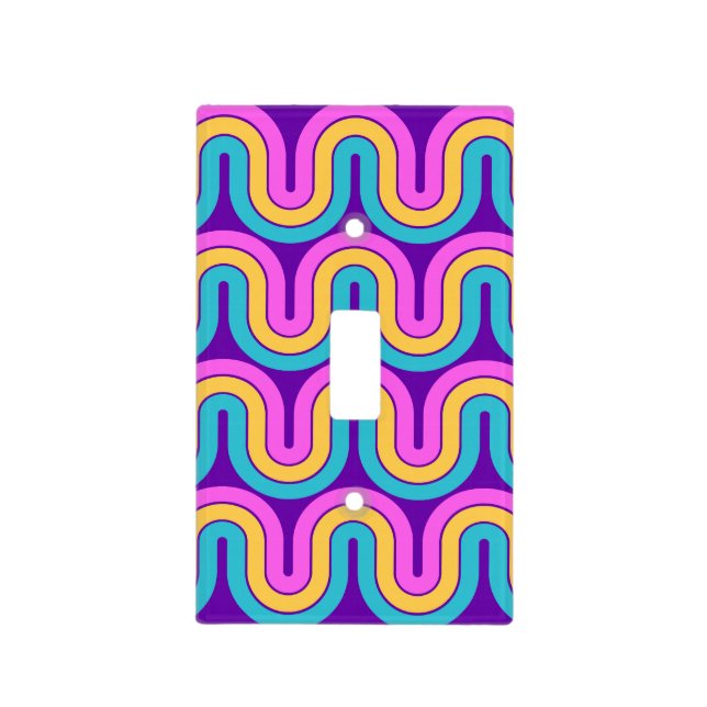 Retro 80s Geometric Gradient Wave Design Light Switch Cover (Front)