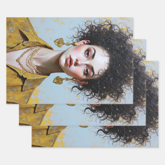 Retro 80s Glam Woman Wrapping Paper Sheets