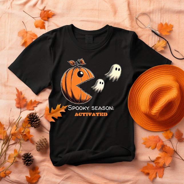 Retro 80's Halloween Video Game Pumpkin Ghost T-Shirt (Creator Uploaded)