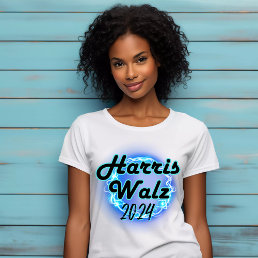 Retro 80s Harris Walz 2024 Neon Glow Campaign  T-Shirt