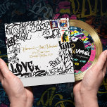 Retro 80s Hip Hop Graffiti Wedding Invite Envelope<br><div class="desc">Yo, what up - let's break this hizzle down, fo'shizzle - Personalize this unique, retro, and off the hook 80s Hip Hop Graffiti square wedding invite envelope, created to match the 80's Hip Hop Photo Gold Record Album round shape wedding invitation in the suite, featuring black and white graffiti with...</div>