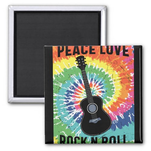 Retro 80s Hippie Peace Love Rock N Roll Magnet