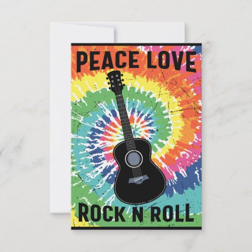 Retro 80s Hippie Peace Love Rock N Roll Thank You Card