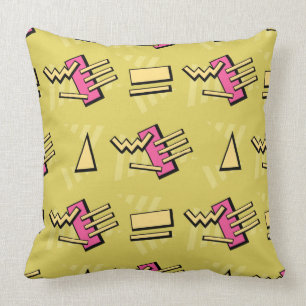 Retro 80s! (Hot Pink & Gold) Throw Pillow
