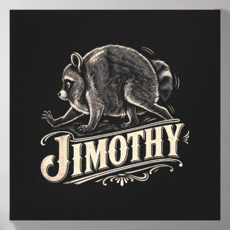 Retro 80s Jimothy Raccoon Art Canvas Photo Tile