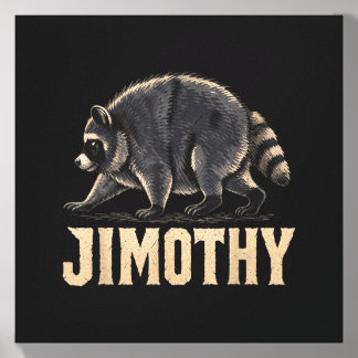 Retro 80s Jimothy Raccoon Artwork Canvas Photo Tile