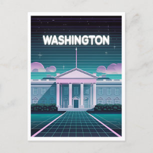 Retro 80s LoFi Synthwave White House Washington DC Postcard