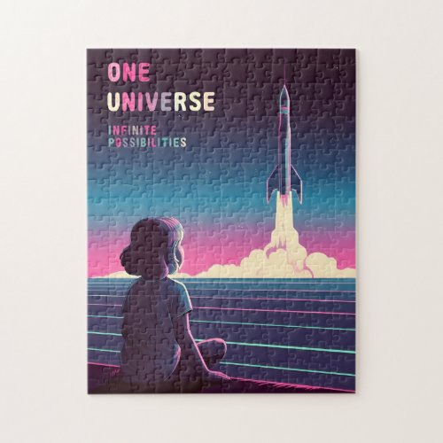 Retro 80s LoFi Vaporwave Space Exploration Jigsaw Puzzle