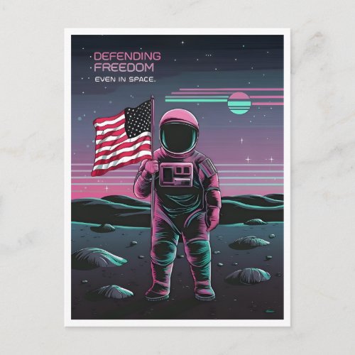 Retro 80s LoFi Vaporwave US Patriotic Astronaut Postcard