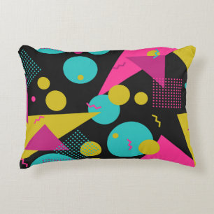 Retro 80s Memphis Geometric Design Accent Pillow