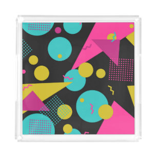Retro 80s Memphis Geometric Design Acrylic Tray