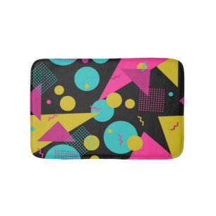 Retro 80s Memphis Geometric Design Bath Mat