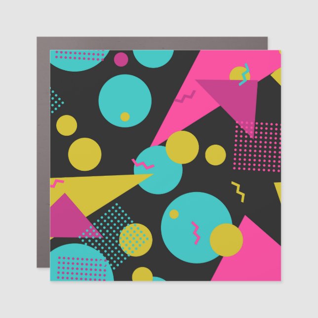 Retro 80s Memphis Geometric Design Car Magnet (Front)
