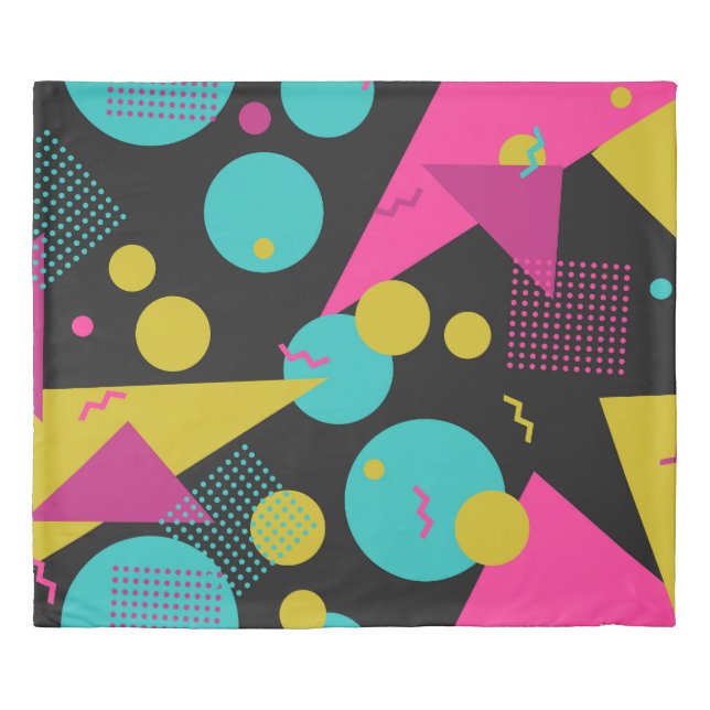 Retro 80s Memphis Geometric Design Duvet Cover (Front)