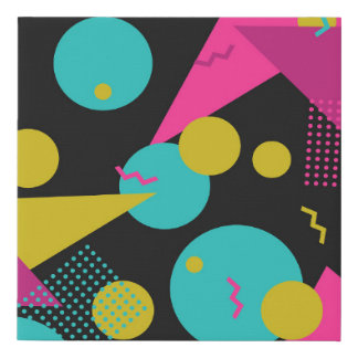 Retro 80s Memphis Geometric Design Faux Canvas Print