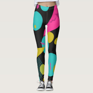 Retro 80s Memphis Geometric Design Leggings