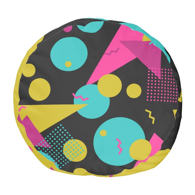 Retro 80s Memphis Geometric Design Pouf (Bottom)