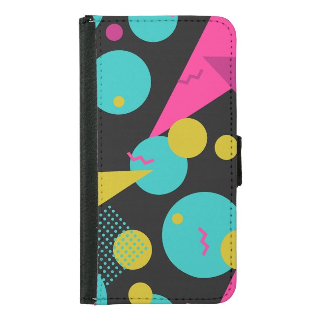 Retro 80s Memphis Geometric Design Samsung Galaxy Wallet Case (Front)