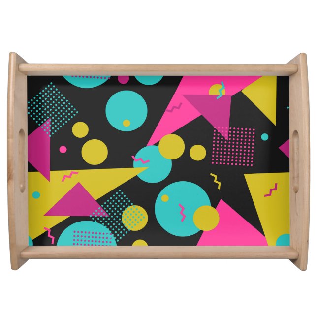 Retro 80s Memphis Geometric Design Serving Tray (Front)