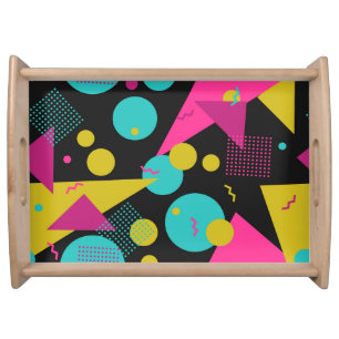 Retro 80s Memphis Geometric Design Serving Tray