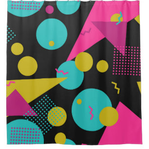 Retro 80s Memphis Geometric Design Shower Curtain