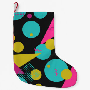 Retro 80s Memphis Geometric Design Small Christmas Stocking