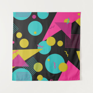 Retro 80s Memphis Geometric Design Tapestry