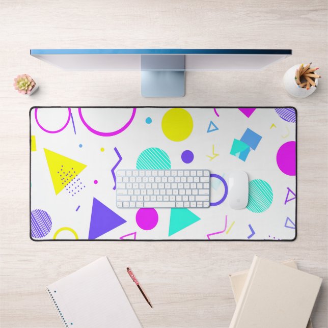 Retro 80s Memphis Geometric Pattern Desk Mat (Office 1)