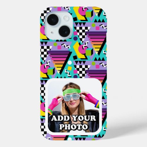 Retro 80s Memphis Style Colorful Geometric Photo iPhone 15 Case