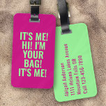 Retro 80s Mint Green Magenta Pink Funny Luggage Tag<br><div class="desc">Liven up your luggage with this personalized design that's perfect for travellers</div>