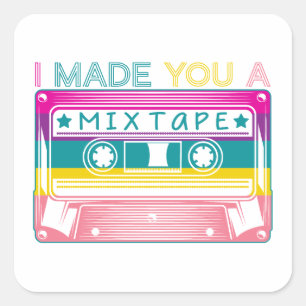 Retro 80s Mix Tape Vintage Technology Nostalgia Square Sticker